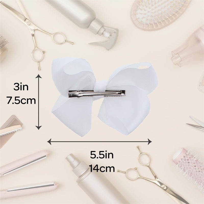 Motique Accessories White 5.5 Inch Grosgrain Hair Bow Clip For Woman And Girls - Image 5